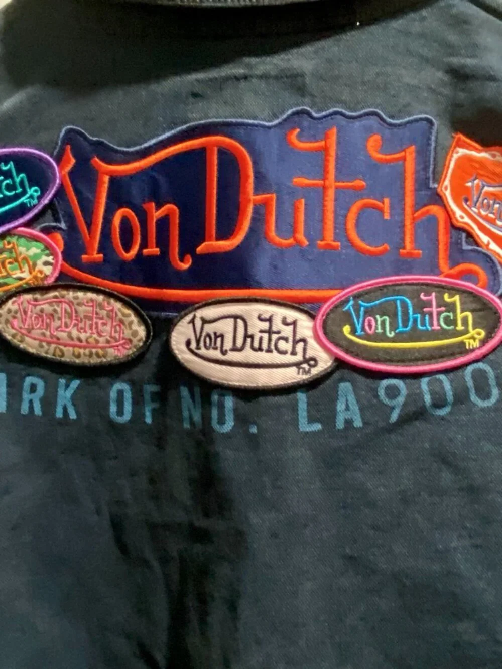 New Von Dutch Dark Wash Embroidered Patches Denim Cotton Barn Chore Jacket 2XL